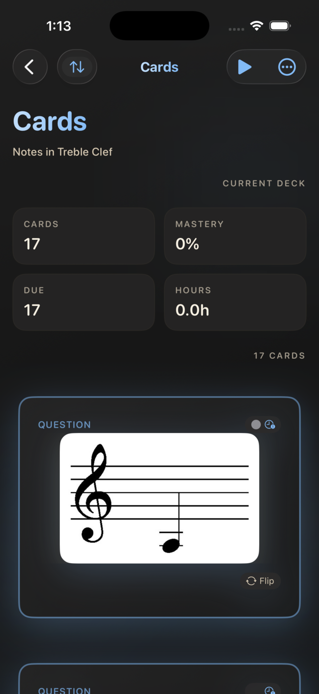 Card list screen
