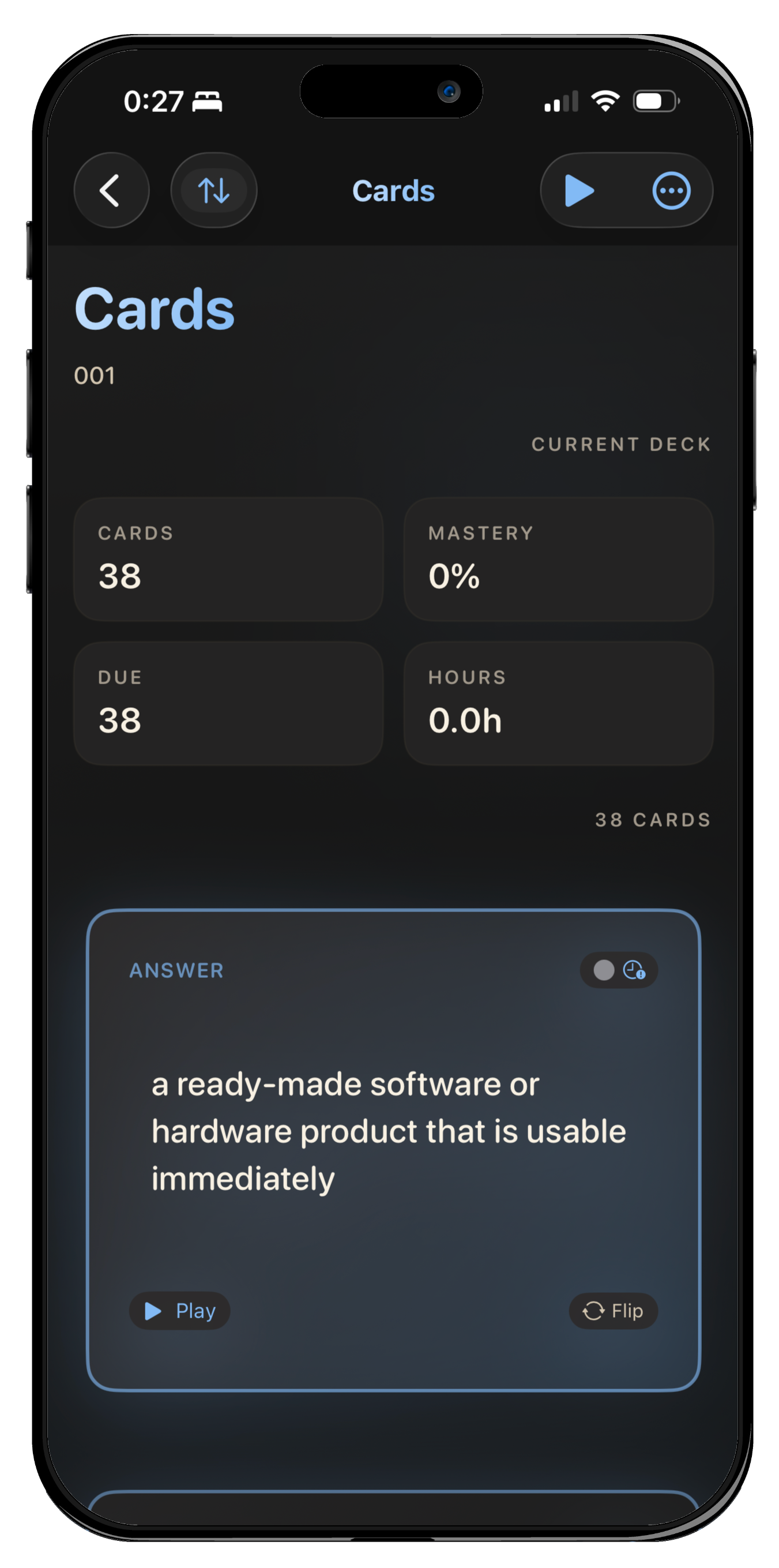 JustFlip! app screenshot on iPhone